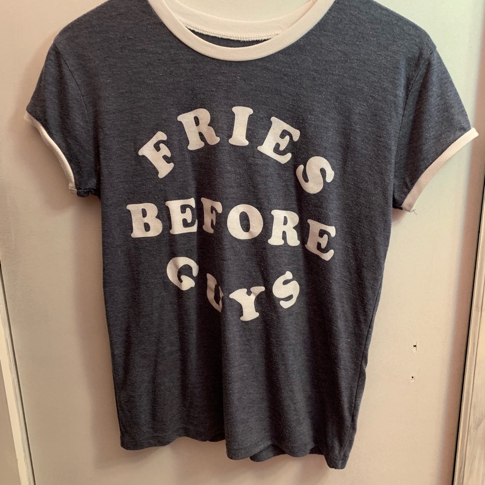 fries before guys graphic t-shirt